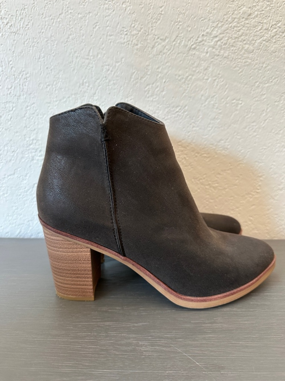 MIA Black Suede Ankle Bootie with Block Heel